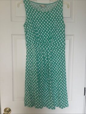 Boden Teal and White Sleeveless Printed Knit Dress, size 6